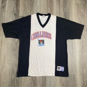 Vintage Cleveland Cavaliers TShirt Men 2XL Black 90s NBA Basketball Double Sided